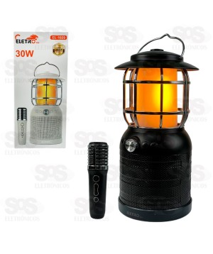 Lampião Caixa De Som 30W Com Microfone Eletromex EL-1029