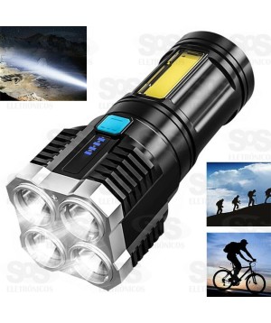 Lanterna De LED Recarregável Com Indicador De Bateria Eletromex EL-2704