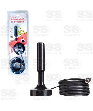 Antena Digital HDTV Base Com Imã 4,3 Metros AZ-3003