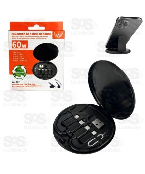 Kit Cabo 9 em 1 60W Com Suporte Case Multifunção Altomex AL-197