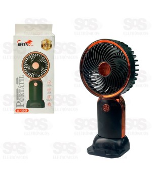 Ventilador Portátil De Mesa Recarregável Metalizado Eletromex EL-3601