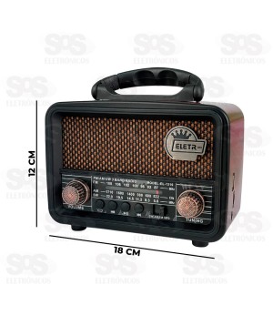 Rádio Retrô Havaí FM/AM/SW/USB/BT/TWS Eletromex EL-1310