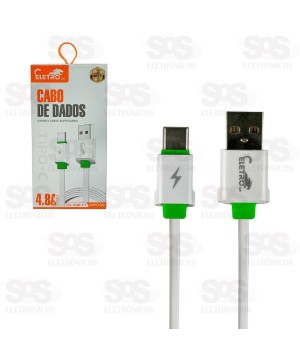 Cabo Emborrachado Type C 4.8A 2 Metros Eletromex EL-3112-TY