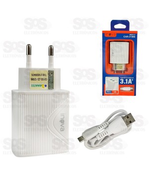 Carregador 2 USB 3.1A Com Cabo Micro V8 Inova CAR-3159S