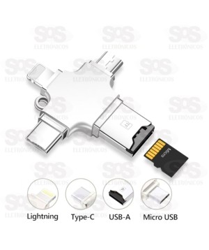 Adaptador OTG 4 em 1 USB Cartão de Memória Altomex AU-32