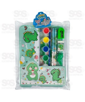 Kit Escolar 14 Peças Com Estojo e Guache Polibrinq SCB89