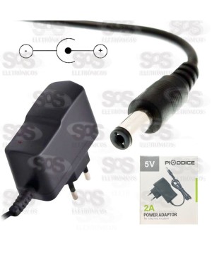 Fonte 5V 2A Bivolt Pino 5.5mm Ideal Para Smart Box Na Caixa