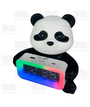 Caixa De Som Urso Panda Com Relógio 30W Eletromex EL-1075