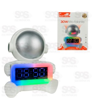 Caixa De Som Astronauta Com Relógio 30W Eletromex EL-1073