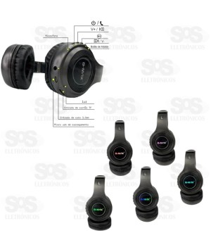 Fone De Ouvido Bluetooth Color RGB Estéreo B-max BM-106