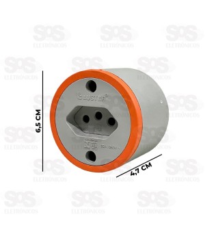 Tomada De Sobrepor 20A/250V Redonda 2P+T Cinza E Laranja Luster 1082