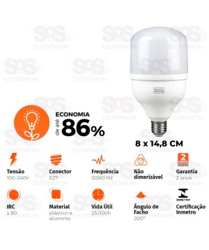 Lâmpada LED 40W 3200 Lumens Alta Potência Black Decker BDAP-3200