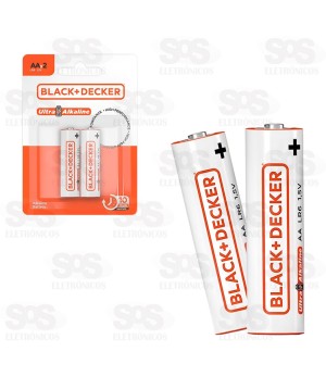 Pilha Ultra Alcalina AA LR6 1,5V Cartela 2 Unidades Black Decker