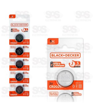 Bateria Moeda Ultra Lítio CR 2025 3V 5 Unidades Black Decker