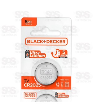 Bateria Moeda Ultra Lítio CR 2025 3V 5 Unidades Black Decker
