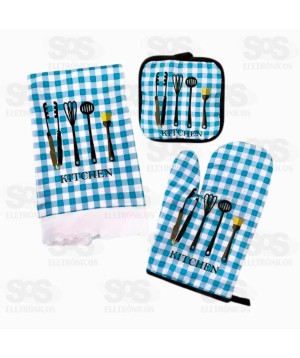 Kit 3 em 1 Pano De Prato, Luva e Descanso De Panela Futuro FUY928