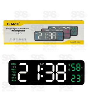Relógio Digital De Mesa e Parede Com Despertador B-Max BM-R808