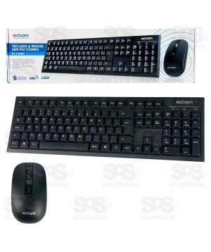 Kit Teclado e Mouse Sem Fio 2.4G  ABNT2 Exbom BK-S1000K