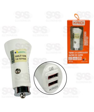 Carregador Automotivo Turbo 2 USB 3.0 36W Kaidi KD-302