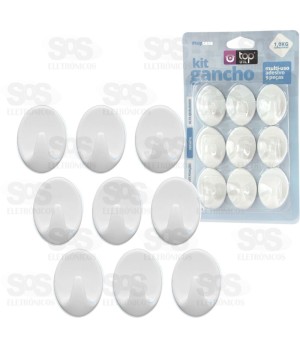 Ganchos Multiuso Adesivo 9 Unidades Top Útil TOP1551