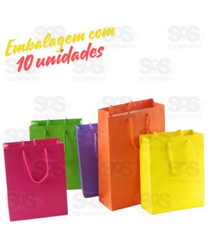 Sacola de Papel Colorida com 10 Unidades 40x29x12cm -158G
