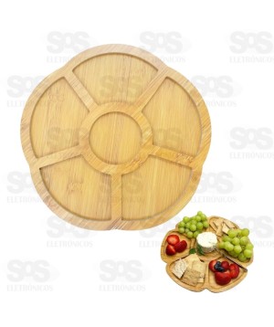 Tábua Para Petiscos 6 Divisórias Flor MDF Top Útil TOP1622