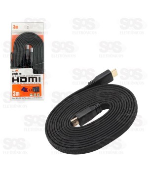 Cabo HDMI 4K 3 Metros Malha Blindada Eletromex EL-8102