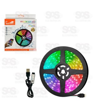 Fita de LED Colorida Controle Pelo Celular 5 Metros Eletromex EL-8003