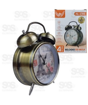 Relógio Retrô Analógico Torre Eiffel Grande Altomex AL-2303