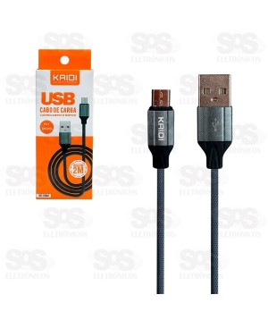 Cabo De Carregamento USB Para Micro V8 2 Metros Kaidi KD-336M