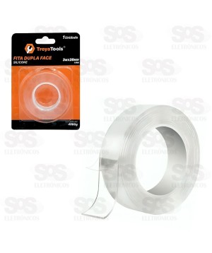 Fita Adesiva Dupla Face Transparente 2 Metros TroyaTools TRY-0103