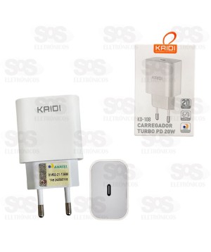 Fonte De Parede Carregador Turbo PD 20W Type C Kaidi KD-108