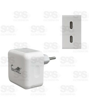 Fonte De Parede Carregador 40W 2 PD 9.1A Eletromex EL-4021