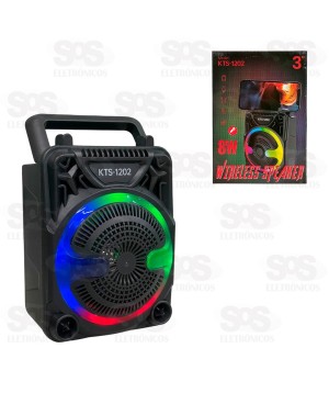 Caixa De Som Bluetooth Recarregável Com LED 8W KTS-1202