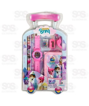 Kit Escolar 7 Peças Com Relógio e Carteira Polibrinq SCB15
