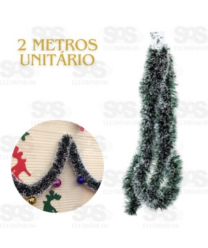 Festão De Natal Verde Nevado 2 Metros Decorativo Top Natal FST133