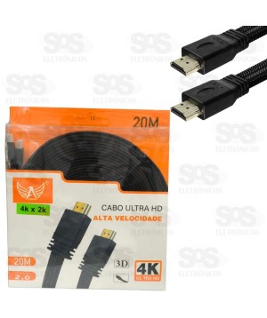 Cabo HDMI 4K 20 Metros Malha Blindada Altomex AL-20M