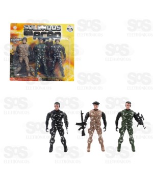 Kit 3 Boneco Combate Soldados Em Ação Pica Pau PI3558