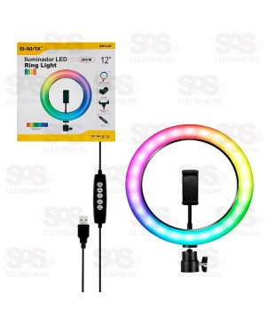 Iluminador Ring Light RGB 12 Polegadas Com Tripé 200CM BM-L20