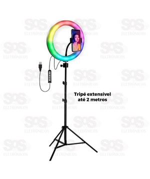 Iluminador Ring Light RGB 12 Polegadas Com Tripé 200CM BM-L20