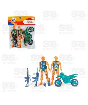 Kit 2 Bonecos Soldados Com Moto Pica Pau PI4023