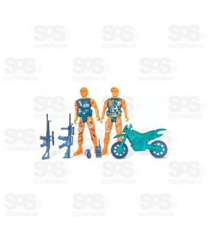 Kit 2 Bonecos Soldados Com Moto Pica Pau PI4023