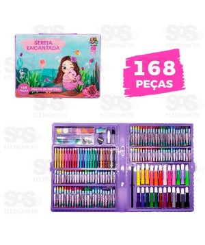 Maleta De Pintura 168 Peças Sereia Encantada Toy King TK-CR18