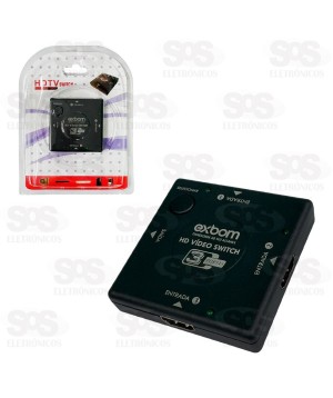 Switch HDMI 3 Entradas e 1 Saída Full HD Exbom 0610