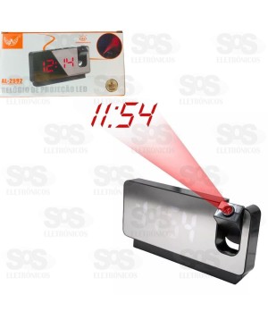 Relógio Digital LED  Espelhado Projeta Hora Altomex 2992