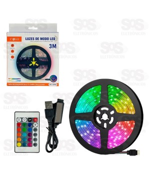 Fita de LED Colorida Com Controle Por Som 3 Metros Inova MD-12793