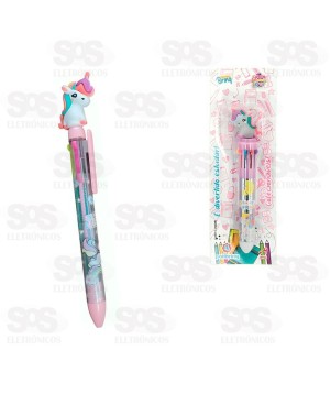Caneta Com 10 Cores Unicórnio Polibrinq SCB81