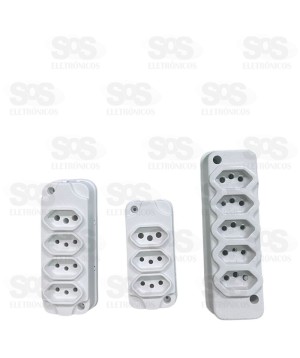 Barrra de Tomada Quadrupla 2P+T 10A /250V Gelo