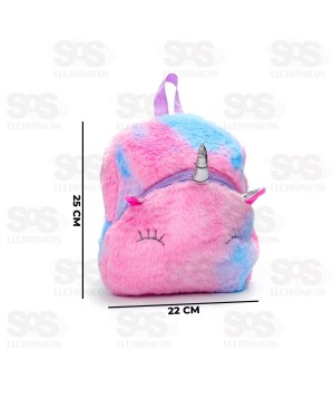 Mini Mochila Escolar Pelúcia Unicórnio Polibrinq SCB124