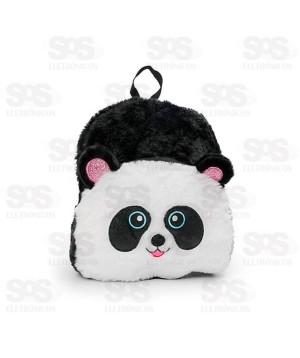 Mini Mochila Escolar Pelúcia Panda Polibrinq SCB119